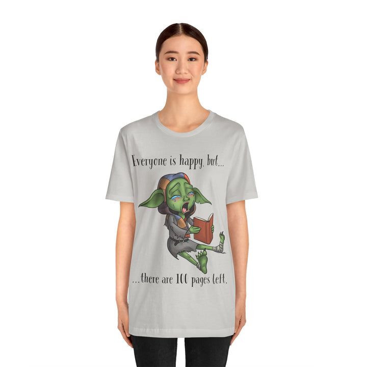 100 Pages Left Book Goblin® - Unisex Jersey Short Sleeve Tee